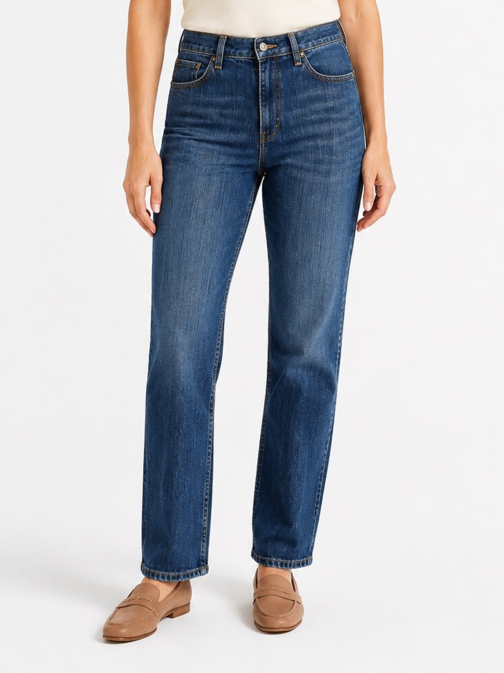 J.Jill Boyfriend Jeans Size 10 Relaxed Fit Medium Wash Straight Leg 100% Cotton